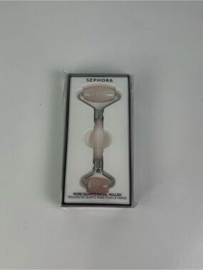 Sephora Rose Quartz Double Ended Facial Roller Pink and Silver